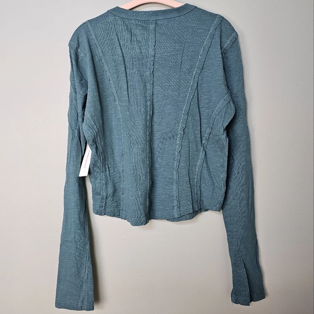 Pilcro Anthropologie Cotton Seamed Top, Turquoise, XXS/XS - Picture 6 of 10